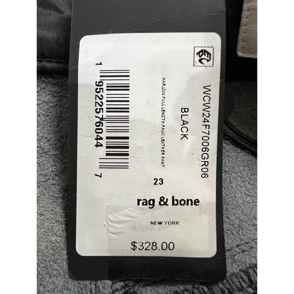 RAG & BONE WOMENS 23 HARLOW FULL LENGTH FAUX LEATHER STRAIGHT PANT BLACK NEW - Picture 12 of 15